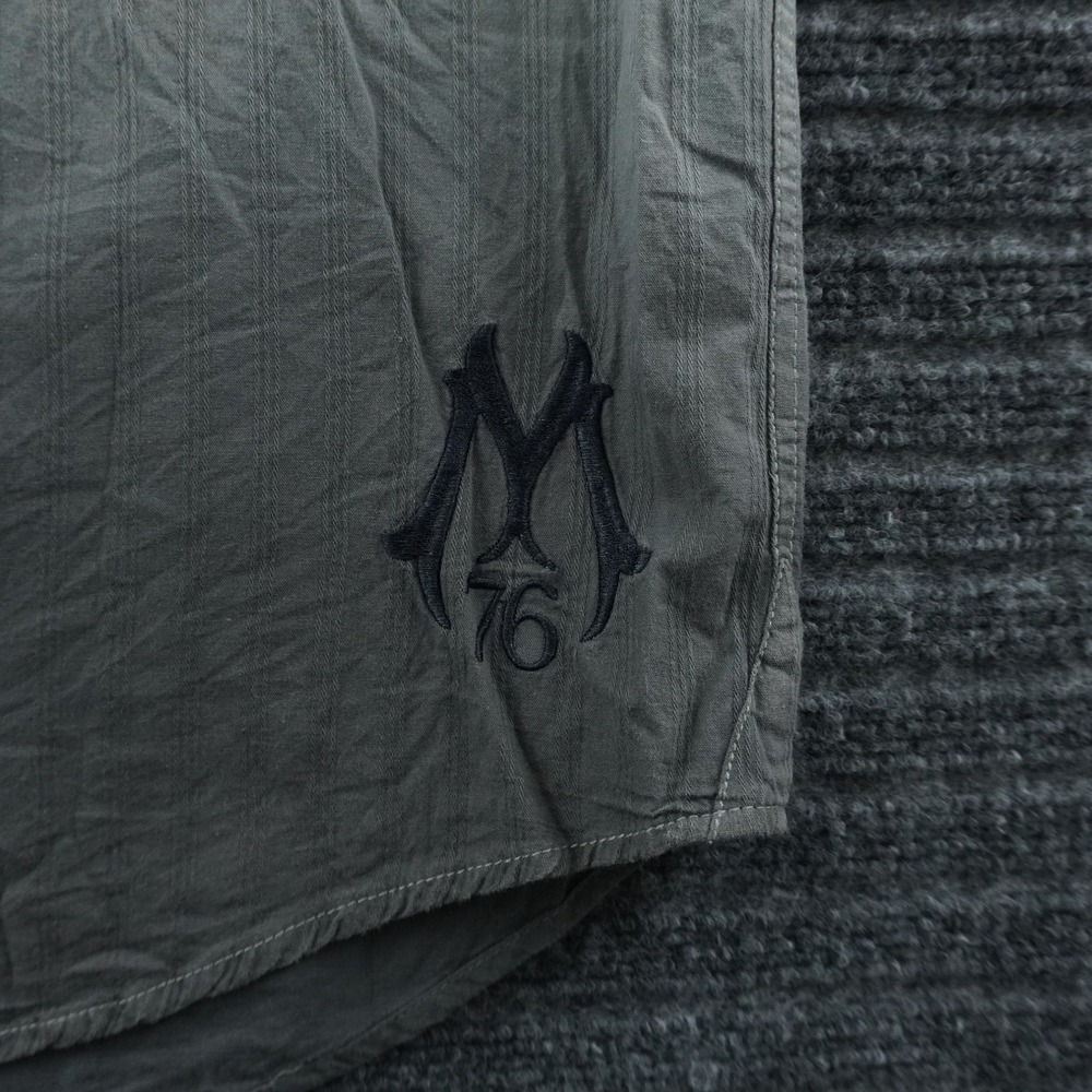 M76 Clothing Co Button Down Shirt Mens XL Tan Grey Ombre Graphic Western Y2K - Picture 7 of 10